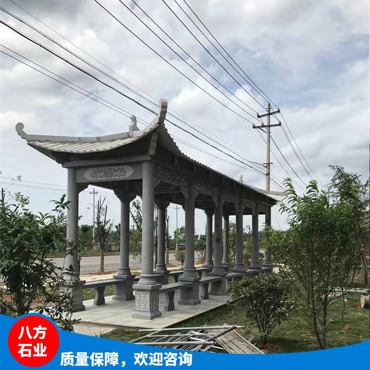 石雕大理石長(zhǎng)廊走廊葡萄架戶外涼亭中式亭子走廊石頭花架景觀石柱