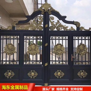 别墅铝艺大门 平移对开门 铝合金双开庭院门制作