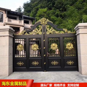别墅铝艺大门 平移对开门 铝合金双开庭院门制作